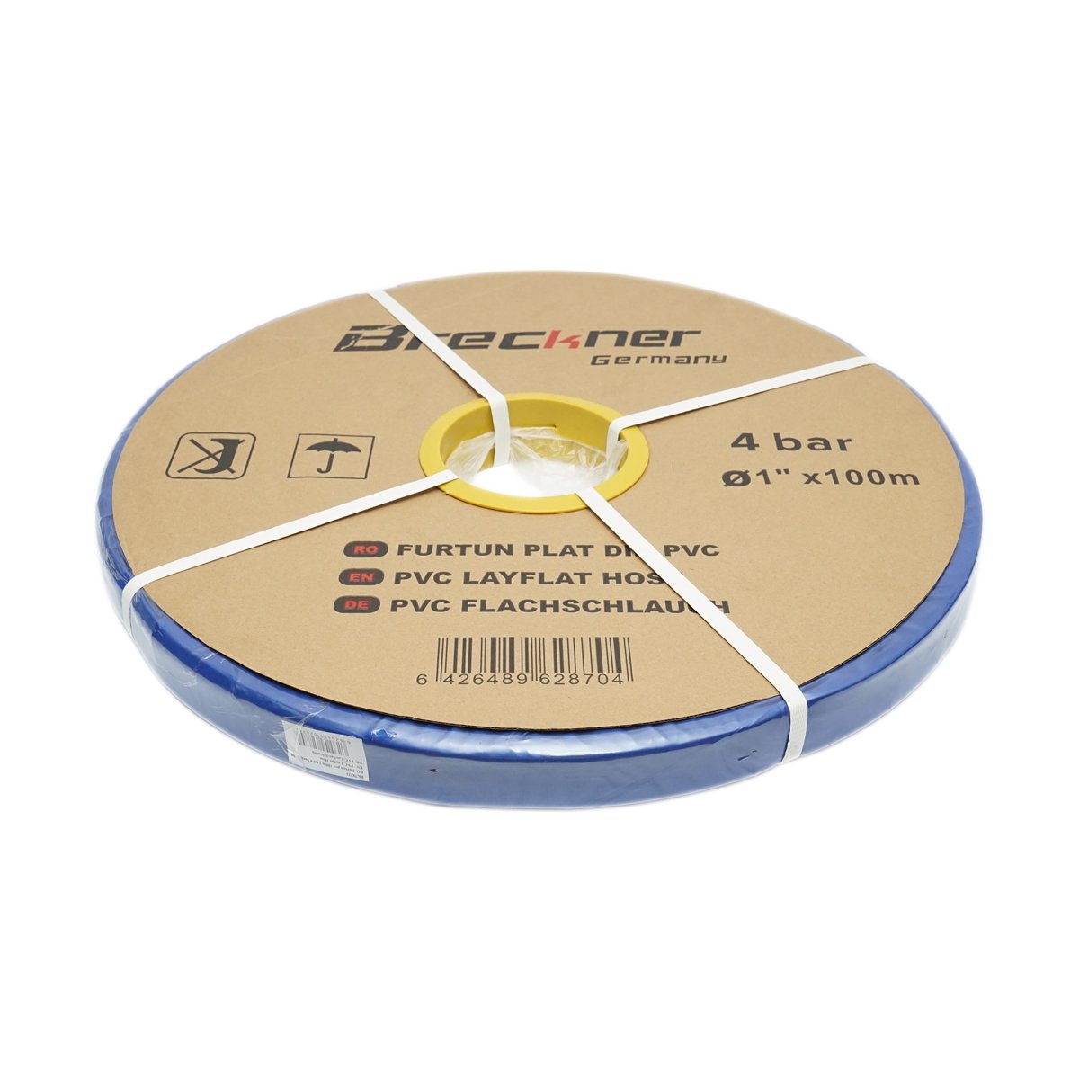 Furtun plat apa pentru irigat din PVC 1 toll lungime 100m, PN4 Breckner Germany